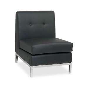  Avenue Six Wall Street Armless Chair in Black Faux Leather 