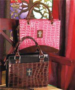 PURSE STYLE BIBLE COVER W/HANDLES AND SILVERTONE CROSS   PINK or ZEBRA 