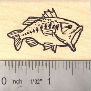  Largemouth Bass Fish Rubber Stamp, AKA black bass, ole 