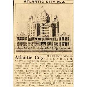  1911 Ad Marlborough Blenheim Hotel Atlantic City N. J 