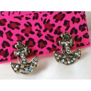Betsey Johnson Betsey in the Navy Collection Anchors & Roses stud 