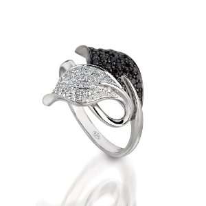   67ct Ladies Diamond & Black Diamond Ring in 14k White Gold: Jewelry