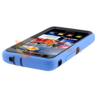 Black Blue Hybrid TPU Case+Privacy Film+Charger For Samsung Galaxy S 