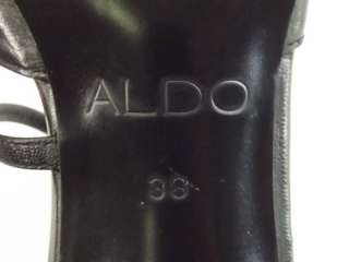 Womens shoes black leather dress Aldo 38 8 M heels stiletto  