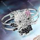   Ani Jordan and Black Crystal Expandable Bracelet Russian Silver Color