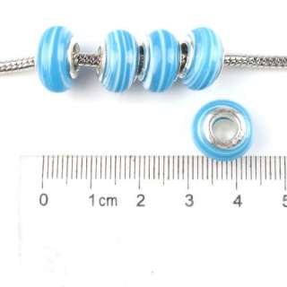20x Blue Lampwork Glass Charms Bead Fit Bracelet 150004  