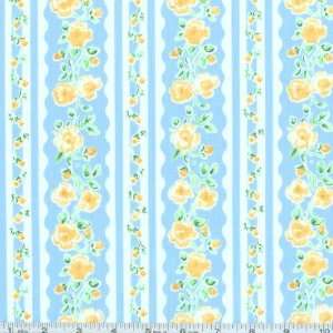   Rose Scalloped Stripe Blue Fabric By The Yard Arts, Crafts & Sewing