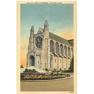  1940s Vintage Postcard St. Johns Cathedral   Spokane 
