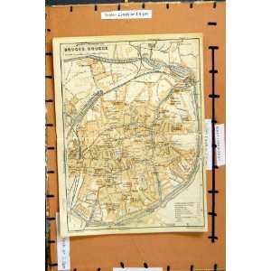 Map 1930 Street Plan Town Bruges Brugge Bassin Commerce 
