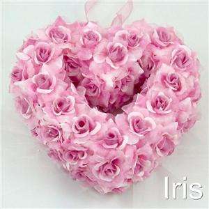 Wedding Silk Flower Pink Rose Heart Hanging Decoration  