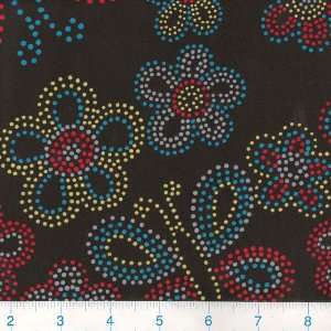  45 Wide Tiger Lily Dottie Black Fabric By The Yard: Arts 