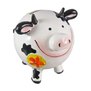    Round Black / White Spotted Dairy Cow Coin Bank: Toys & Games