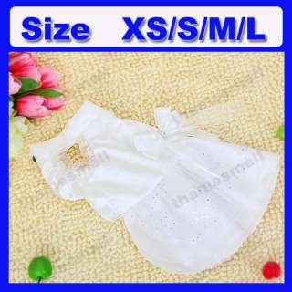 White Pet Dog Puppy Wedding Dress Gown Apparel Clothes  