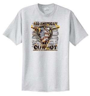 All American Cowboy Skull Spur Rope Flag T Shirt S 6x  