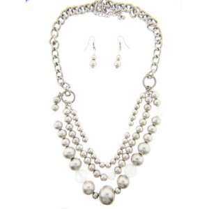  Metal  Crystal Necklace and Earrings Set Jewelry