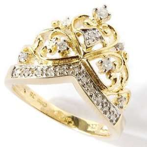    Sterling Silver / 18K Vermeil Diamond Tiara Crown Ring Jewelry