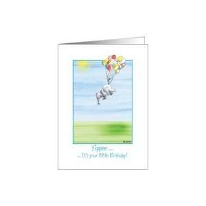   88th Birthday, cute Elephant flying with balloons Card Toys & Games
