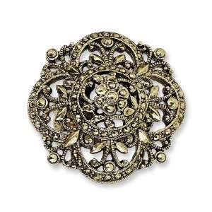    Brass tone Fancy Filigree Stretch Ring/Mixed Metal Jewelry