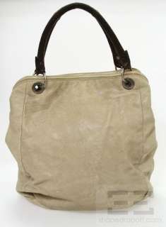 Andrea Brueckner Beige & Brown Leather Multi Zip Handbag  