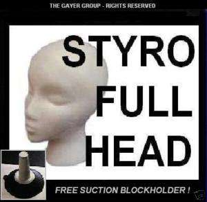 WIG TOUPEE STYRO STYROFOAM HEAD #STYRO w/FREE blkhldr  