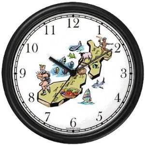 Map of New Zealand with Icons Wall Clock by WatchBuddy Timepieces 