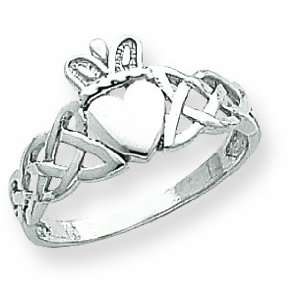  14k White Gold Mens Claddagh Ring, Size 9.5: Jewelry