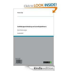 Ausbildungsentscheidung und Humankapitaltheorie (German Edition 