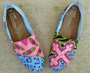   Painted TOMS Rosettes zebra cheetah roses hearts bling shoes women