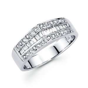 12   14k White Gold Baguette Pointed Diamond Ring .39 ct (G Color, I1 