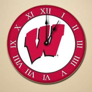  Wisconsin Badgers 12 Wooden Wall Clock: Sports 