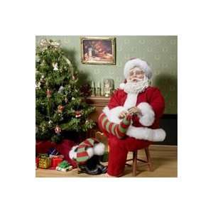   Santa Claus Mending His Winter Socks Figure Patio, Lawn & Garden