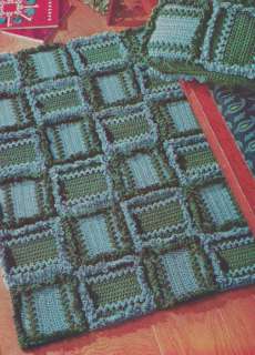 Vintage Crochet PATTERN Heavy Rug Pillow Modern Motif  