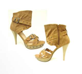 NEW LADIES GISELLE CAMEL HIGH HEEL GLADIATOR SHOES DX0006 ALL SIZES ON 