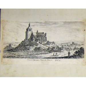  Church Building Country Scene C1810 Copper Engraving
