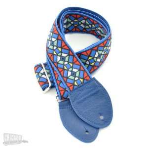   Guitar Strap   Blue Stained Glass Pattern Musical Instruments