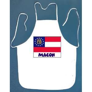  Macon Georgia BBQ Barbeque Apron with 2 Pockets White 