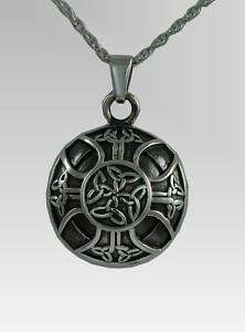 Cremation Celtic round cross urn jewelry necklace  