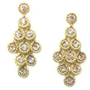 Just Give Me Jewels Goldtone Diamond shaped Rhinestone Dangle Earrings