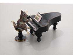 Vienna Bronze Cat Figurine  Bermann Co. Cat Playing Piano  