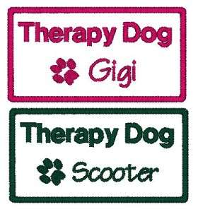 Custom Name THERAPY DOG Patch Personalized Pet Tag  