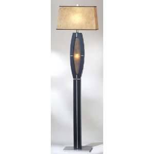   Wood with Night Light and Parchment Floor Lamp