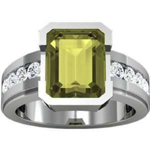  14K White Gold Lemon Quartz and Diamond Ring: Jewelry