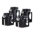 Oggi Ceramic 4 Piece Canister Set, Black ,Kitchen, Coffe Containers