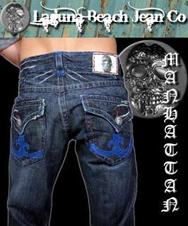 Laguna Beach Jeans Mens MANHATTAN DANA POINT Blue Patch  