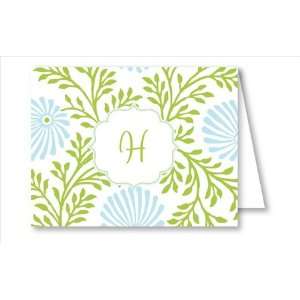 Lime/Light Blue Floral Note Cards: Kitchen & Dining