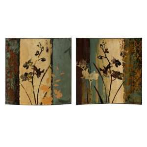    Set of 2 Contemporary Floral Patterned Wall Panels