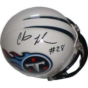 Chris Johnson Autographed Mini Helmet   Replica: Sports 