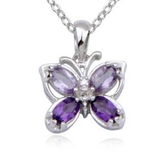 Sterling Silver Amethyst Butterfly Pendant, 18 Jewelry: 