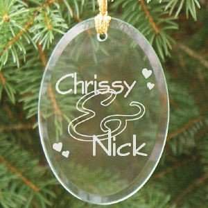  Personalized Couples Names Glass Christmas Ornament: Home 