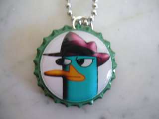 PHINEAS AND FERB PERRY THE PLATYPUS BOTTLECAP NECKLACE  